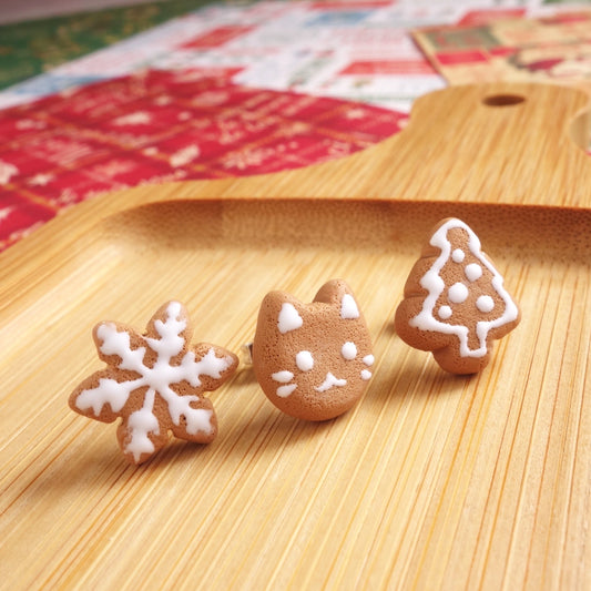 Gingerbread Cat Cookies Ear Studs